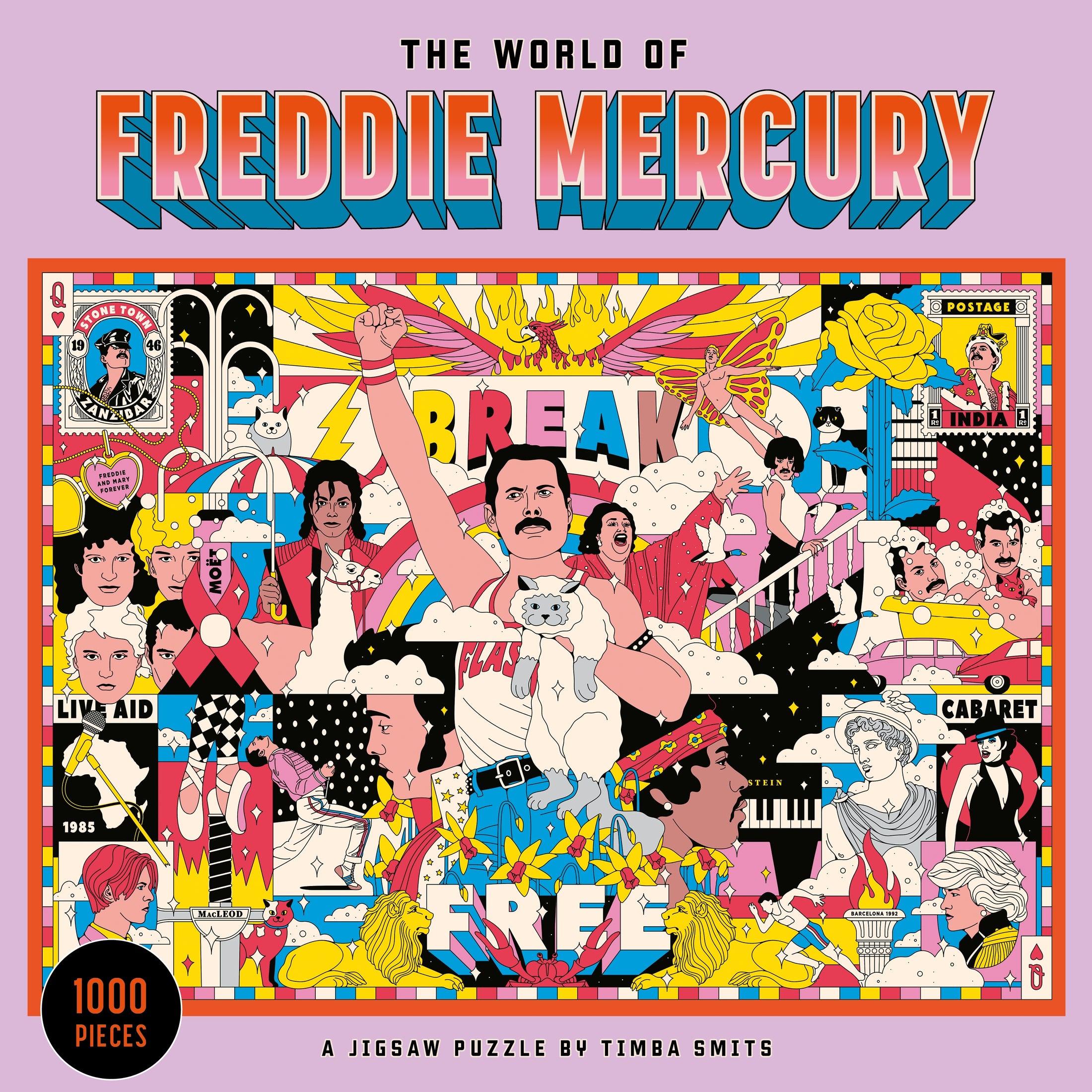 Puzzle collage of Freddy Mercury's life